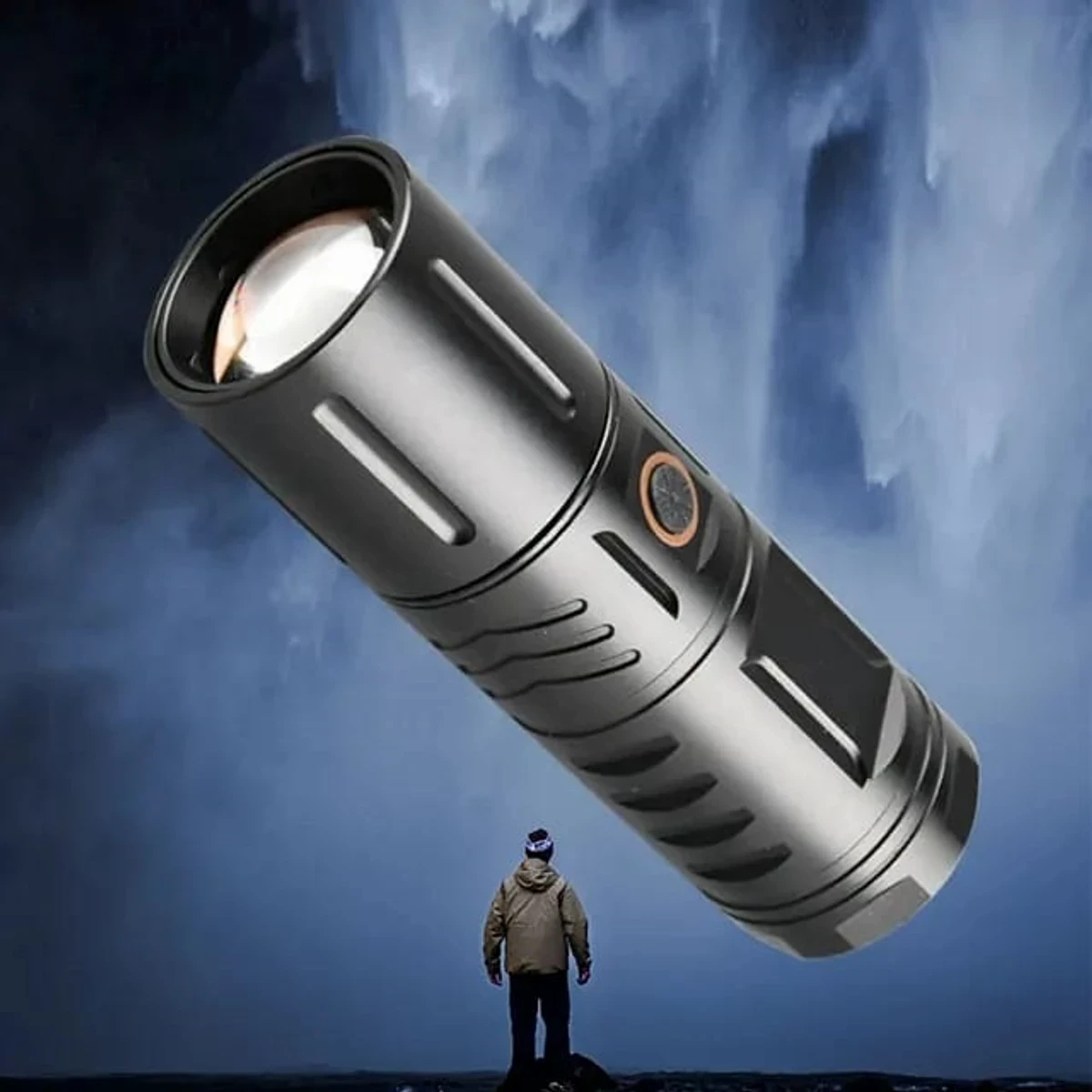 RECHARGEABLE LED TORCH LIGHT, WATERPROOF STRONG LED FLASHLIGHT WITH POWER BANK