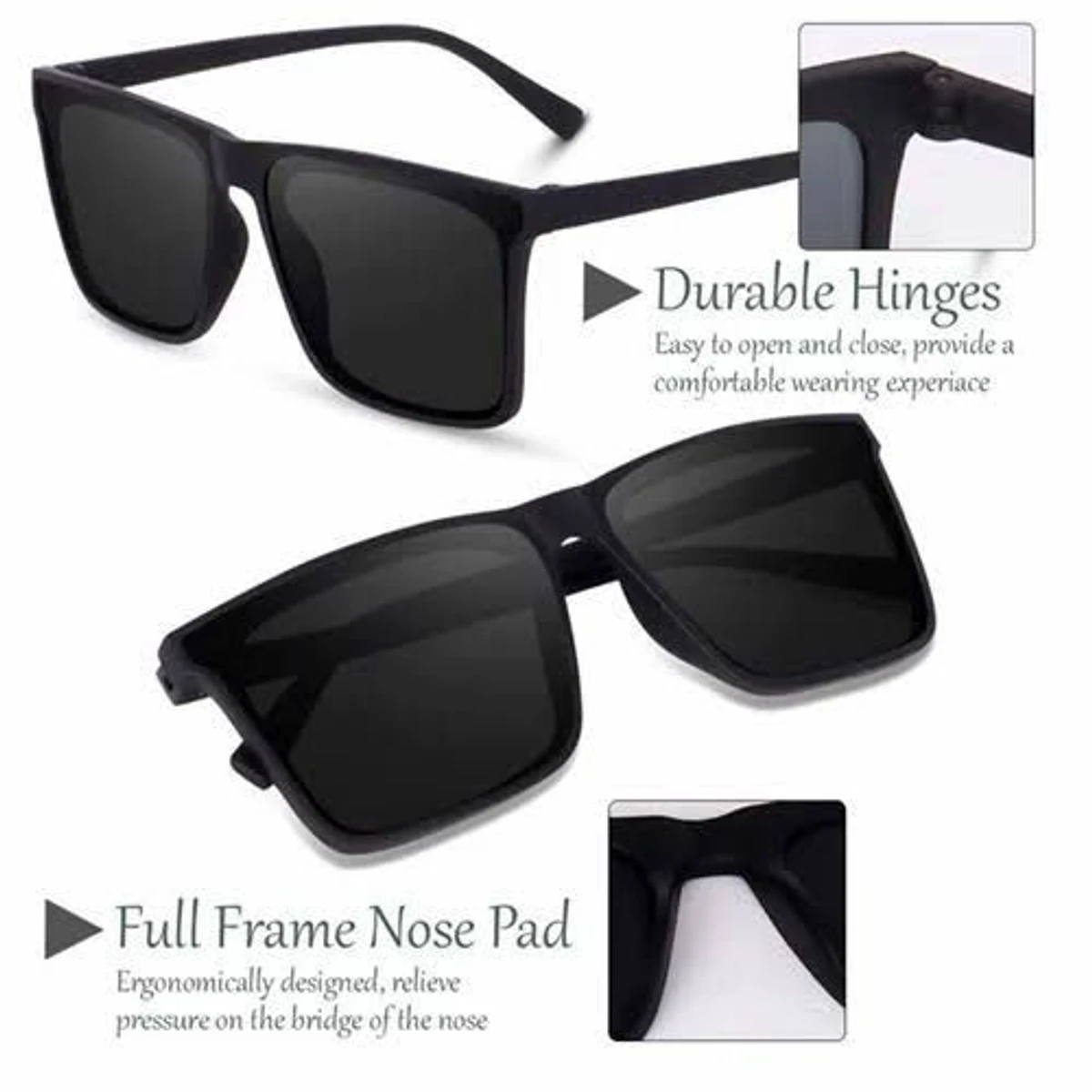 Original Double Poly New Stylish Black Sunglass for Men 2024 (ডাবল পলি সানগ্লাস)