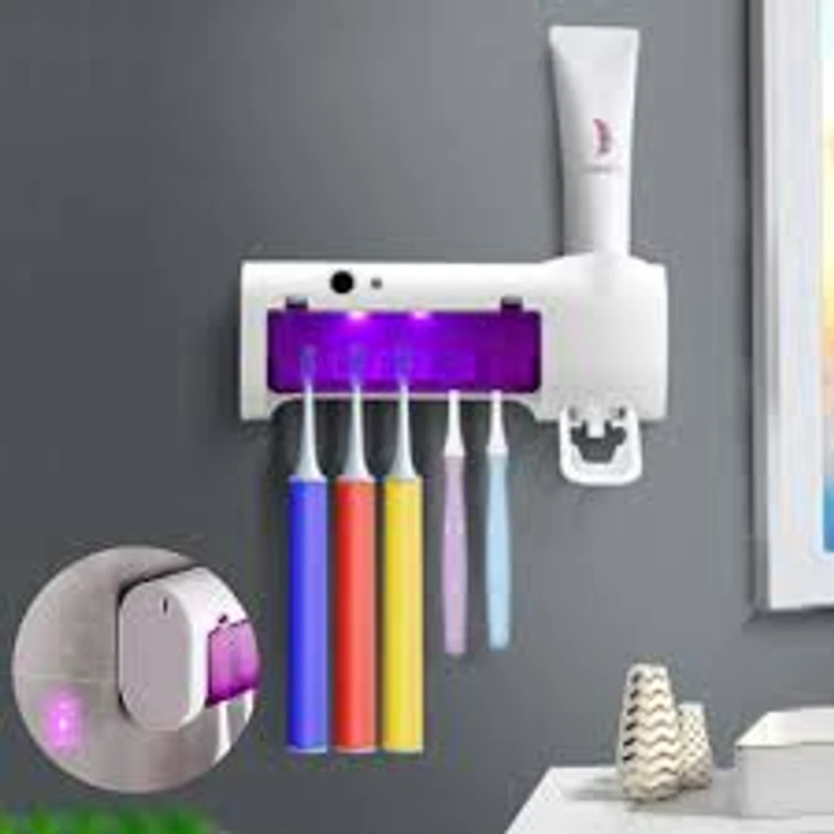 Toothbrush Toothpaste Holder With Sterilizer UV LED Light